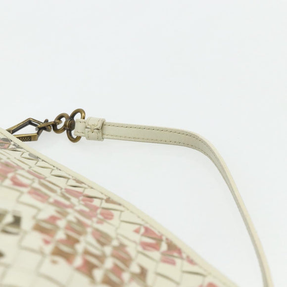 BOTTEGA VENETA INTRECCIATO Accessoire-Beutel Leder Elfenbein Gold Auth 176059A