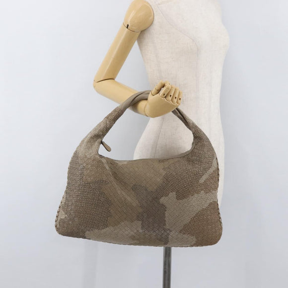 BOTTEGA VENETA INTRECCIATO Hobo Shoulder Bag Leather Gray Auth 176061V