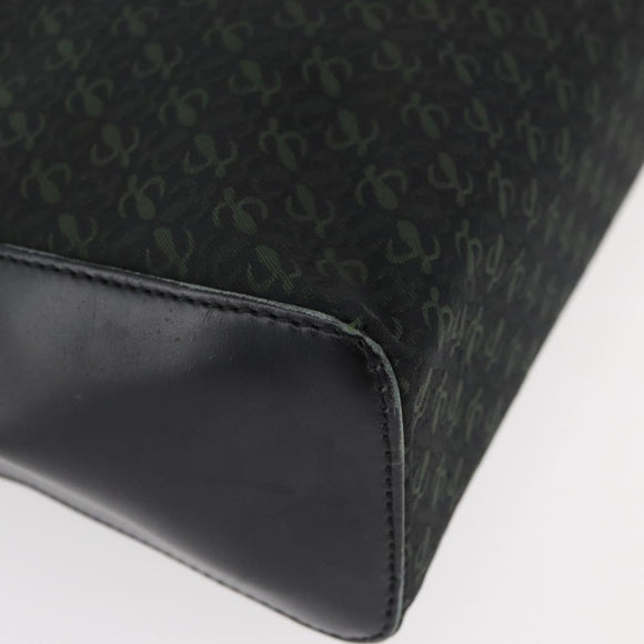 LOEWE Hand Bag Nylon Green Gold Auth 176062A