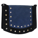 SAINT LAURENT Shoulder Bag Suede Black Gold Silver Auth 176065A-1