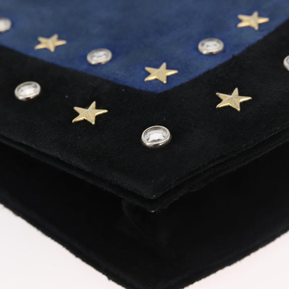 SAINT LAURENT Shoulder Bag Suede Black Gold Silver Auth 176065A
