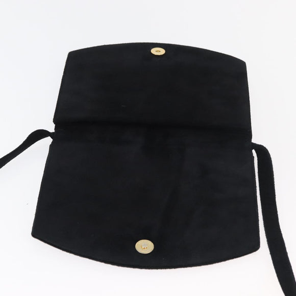 SAINT LAURENT Shoulder Bag Suede Black Gold Silver Auth 176065A