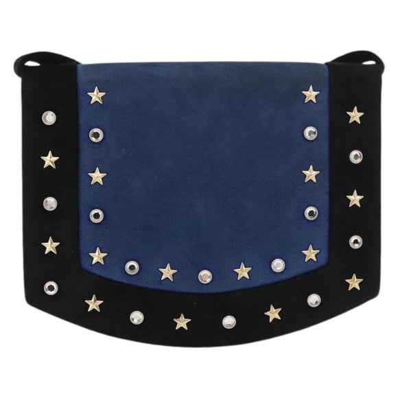 SAINT LAURENT Shoulder Bag Suede Black Gold Silver Auth 176065A