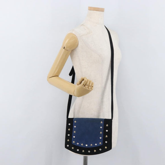 SAINT LAURENT Shoulder Bag Suede Black Gold Silver Auth 176065A