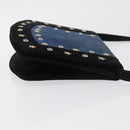 SAINT LAURENT Shoulder Bag Suede Black Gold Silver Auth 176065A-3