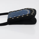 SAINT LAURENT Shoulder Bag Suede Black Gold Silver Auth 176065A-4