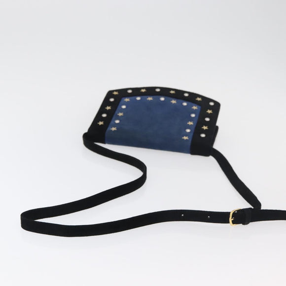 SAINT LAURENT Shoulder Bag Suede Black Gold Silver Auth 176065A