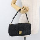 Salvatore Ferragamo Gancini Croco Embossed Bag Leather Black Gold Auth 176066A-22