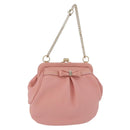 Salvatore Ferragamo Gancini Chain Shoulder Pouch Leather Pink Gold Auth 176068A-1