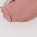 Salvatore Ferragamo Gancini Chain Shoulder Pouch Leather Pink Gold Auth 176068A-10