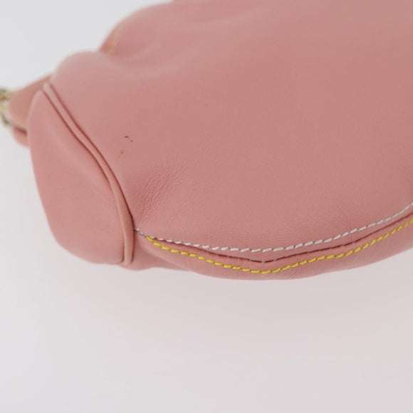 Salvatore Ferragamo Gancini Chain Shoulder Pouch Leather Pink Gold Auth 176068A