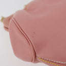 Salvatore Ferragamo Gancini Chain Shoulder Pouch Leather Pink Gold Auth 176068A-13