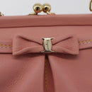 Salvatore Ferragamo Gancini Chain Shoulder Pouch Leather Pink Gold Auth 176068A-15