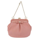 Salvatore Ferragamo Gancini Chain Shoulder Pouch Leather Pink Gold Auth 176068A-2
