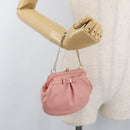 Salvatore Ferragamo Gancini Chain Shoulder Pouch Leather Pink Gold Auth 176068A-20