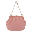 Salvatore Ferragamo Gancini Chain Shoulder Pouch Leather Pink Gold Auth 176068A-3