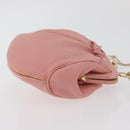 Salvatore Ferragamo Gancini Chain Shoulder Pouch Leather Pink Gold Auth 176068A-4