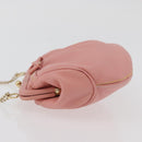 Salvatore Ferragamo Gancini Chain Shoulder Pouch Leather Pink Gold Auth 176068A-5