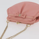 Salvatore Ferragamo Gancini Chain Shoulder Pouch Leather Pink Gold Auth 176068A-6