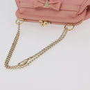Salvatore Ferragamo Gancini Chain Shoulder Pouch Leather Pink Gold Auth 176068A-7