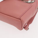 FENDI Monster Eyes Bag Charm Leather Pink Silver Auth 176072A-15