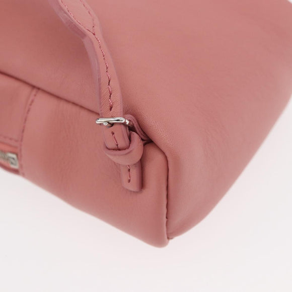 FENDI Monster Eyes Bag Charm Leather Pink Silver Auth 176072A
