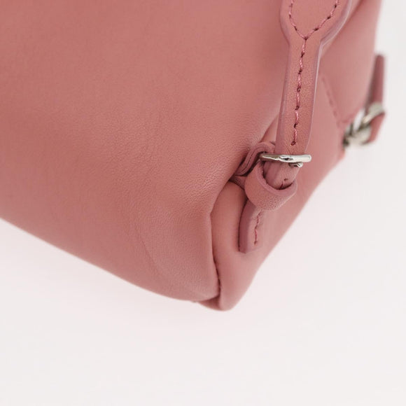 FENDI Monster Eyes Bag Charm Leather Pink Silver Auth 176072A