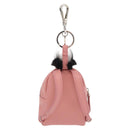 FENDI Monster Eyes Bag Charm Leather Pink Silver Auth 176072A-2