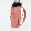 FENDI Monster Eyes Bag Charm Leather Pink Silver Auth 176072A-3