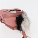 FENDI Monster Eyes Bag Charm Leather Pink Silver Auth 176072A-6