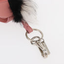 FENDI Monster Eyes Bag Charm Leather Pink Silver Auth 176072A-7