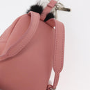 FENDI Monster Eyes Bag Charm Leather Pink Silver Auth 176072A-9