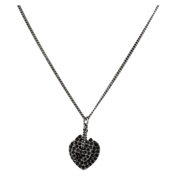 CHANEL COCO Mark Necklace metal Black CC Auth 176078A