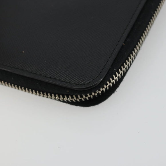 PRADA Long Wallet Safiano leather Black Silver Auth 176080A