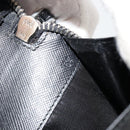 PRADA Long Wallet Safiano leather Black Silver Auth 176080A-12