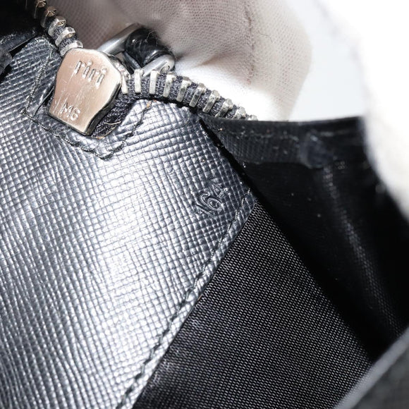 PRADA Long Wallet Safiano leather Black Silver Auth 176080A
