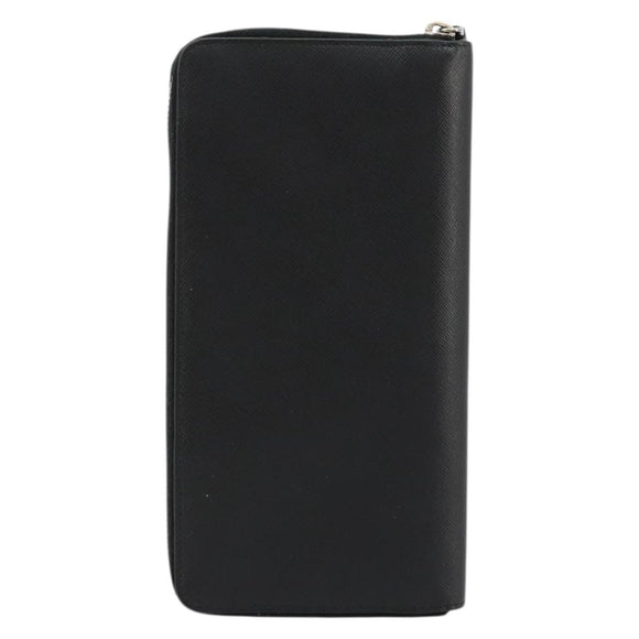 PRADA Long Wallet Safiano leather Black Silver Auth 176080A