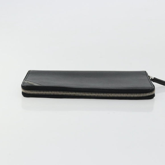 PRADA Long Wallet Safiano leather Black Silver Auth 176080A