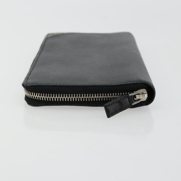 PRADA Long Wallet Safiano leather Black Silver Auth 176080A