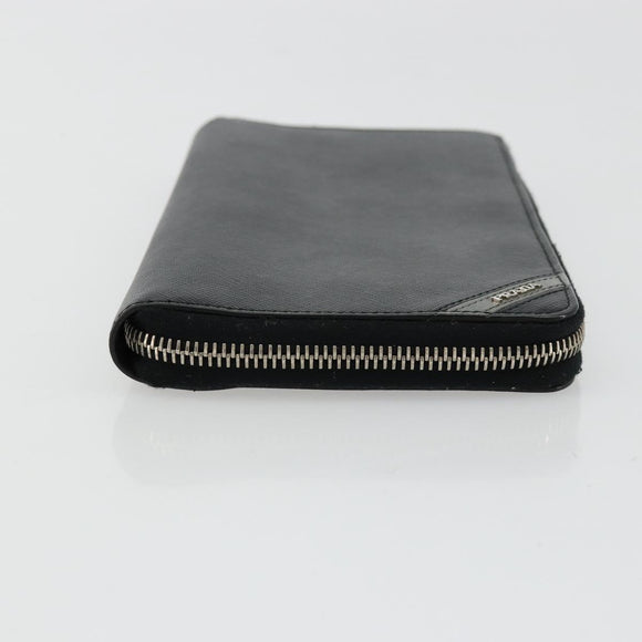 PRADA Long Wallet Safiano leather Black Silver Auth 176080A