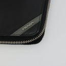 PRADA Long Wallet Safiano leather Black Silver Auth 176080A-7