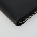 PRADA Long Wallet Safiano leather Black Silver Auth 176080A-14
