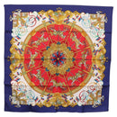 HERMES Carre 90 Scarf ""LUNA PARK"" Silk Blue Auth 176081A-1