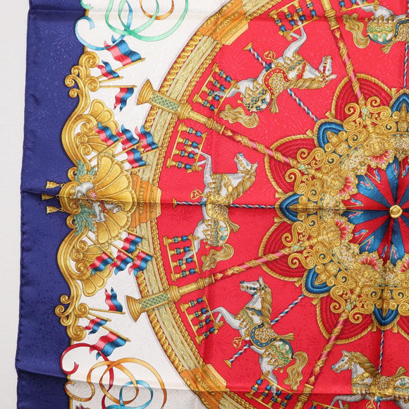 HERMES Carre 90 Scarf ""LUNA PARK"" Silk Blue Auth 176081A