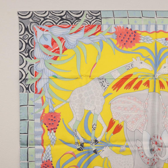HERMES Carre 90 Scarf ""LA MARCHE DU ZAMBEZE"" Silk Multicolor Auth 176082V