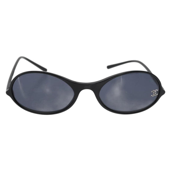 CHANEL COCO Mark Sunglasses plastic Black CC Auth 176084A