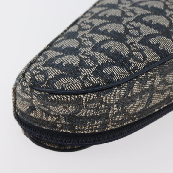 Christian Dior Trotter Canvas Saddle Pouch Navy Gold Auth 176085A