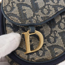 Christian Dior Trotter Canvas Saddle Pouch Navy Gold Auth 176085A-12