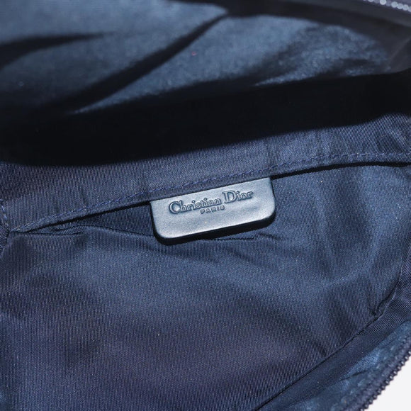 Christian Dior Trotter Canvas Saddle Pouch Navy Gold Auth 176085A