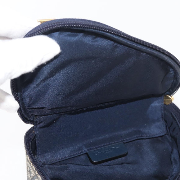 Christian Dior Trotter Canvas Saddle Pouch Navy Gold Auth 176085A